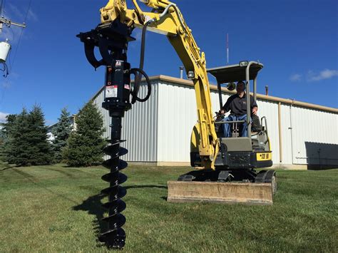 auger attachment mini excavator|mini excavator with auger rental.